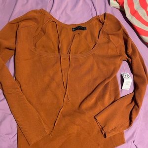 NWT Fashion to Figure Caramel Halter Off the Shoulder Sweater